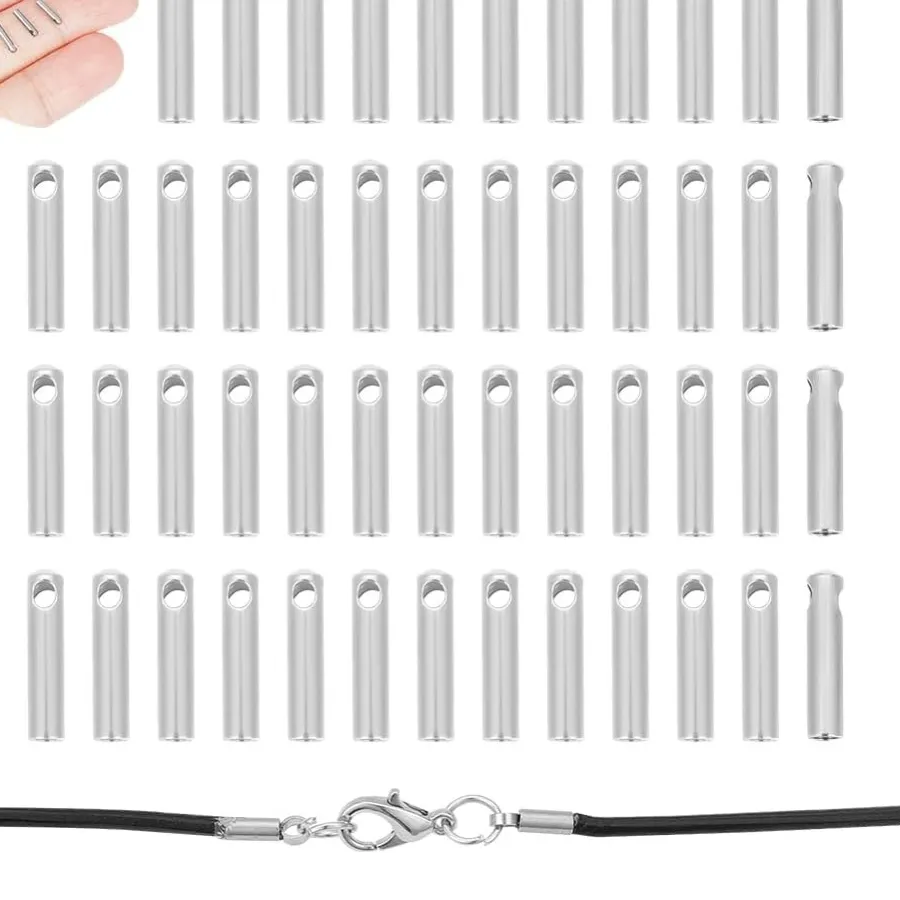 Authentic 100Pcs Cord Ends End Caps 1mm Inner Diameter Column Cone Leather Cord Ends Jewelry Making Caps Bracelet