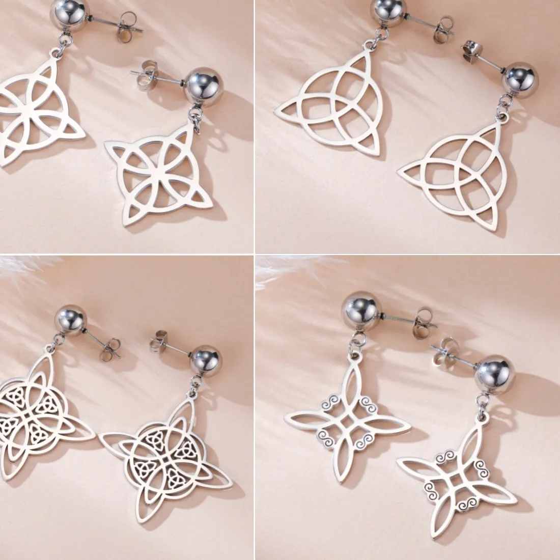 Authentic LIKGREAT Witches Knot Stud Earrings For Women Irish Lucky Celtics Knot Amulet Earring Jewelry Gifts