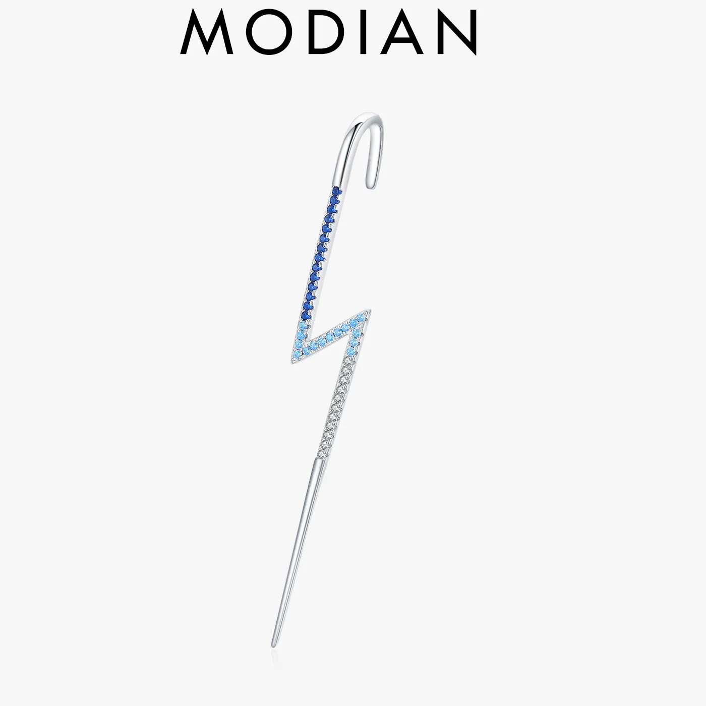Authentic MODIAN Authentic 925 Sterling Silver Lightning Long Stud Earrings For Women Stylish Gradient Cz Ear Pins Fine Jewelry