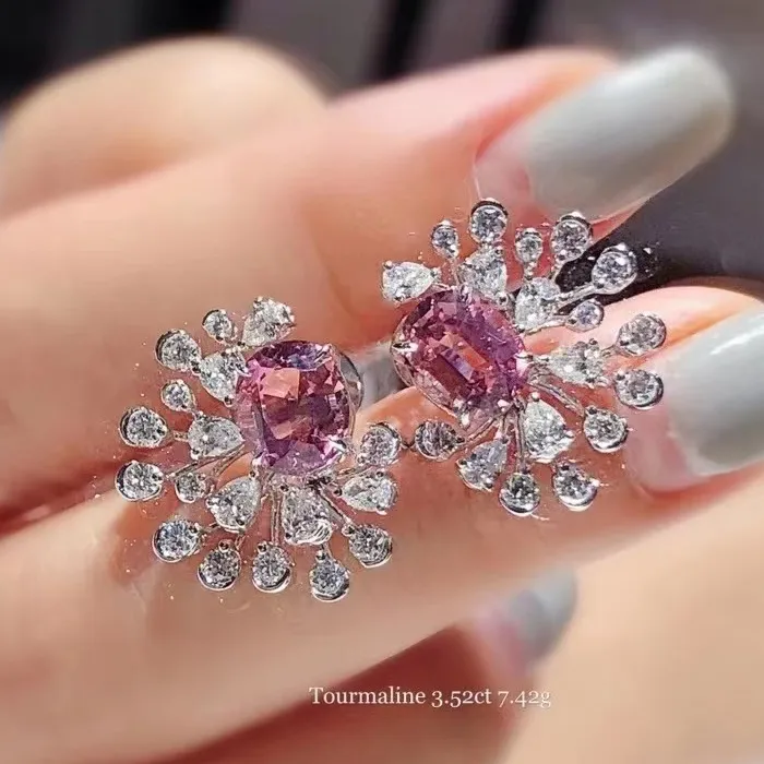 Authentic Colored Zircon Stud Earrings With 925 Stamps Celebrity Snowflake Tassel Stud Earrings Birthday Jewelry