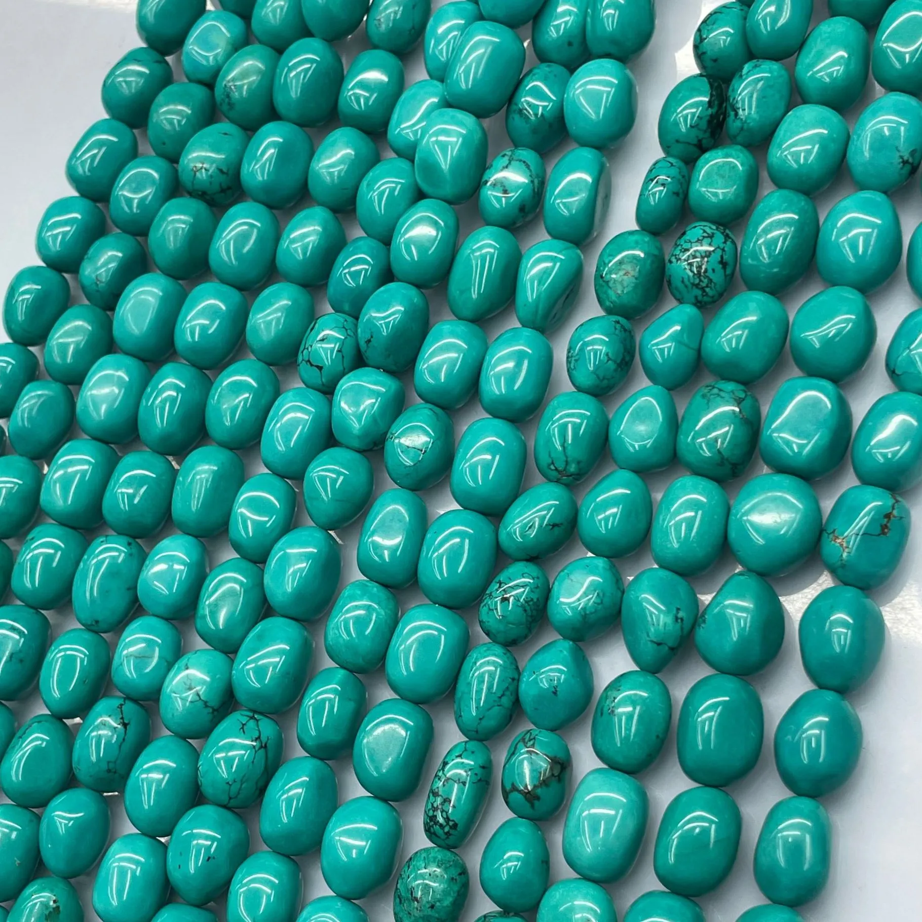 Authentic Howlite Turquoise Blue Flat Oval Baroque37cm For DIY Jewelry Necklace Loose Beads