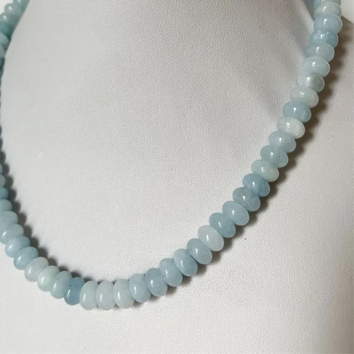 Authentic 5*8MM Oval Aquamarine Jade Necklace Natural Stone Beads Women Luxury Varnish Emerald Kunzite Ruby Morganite Gemstone Custom