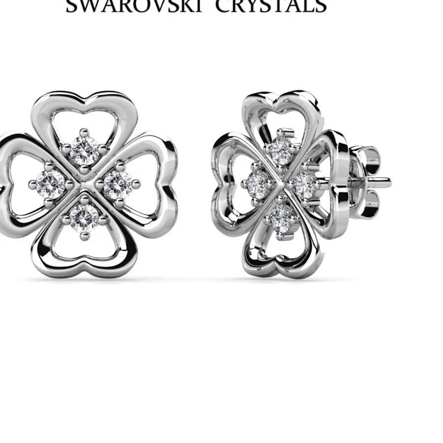 Authentic Whispering Clover Crystal Studs in 18k Rose Gold