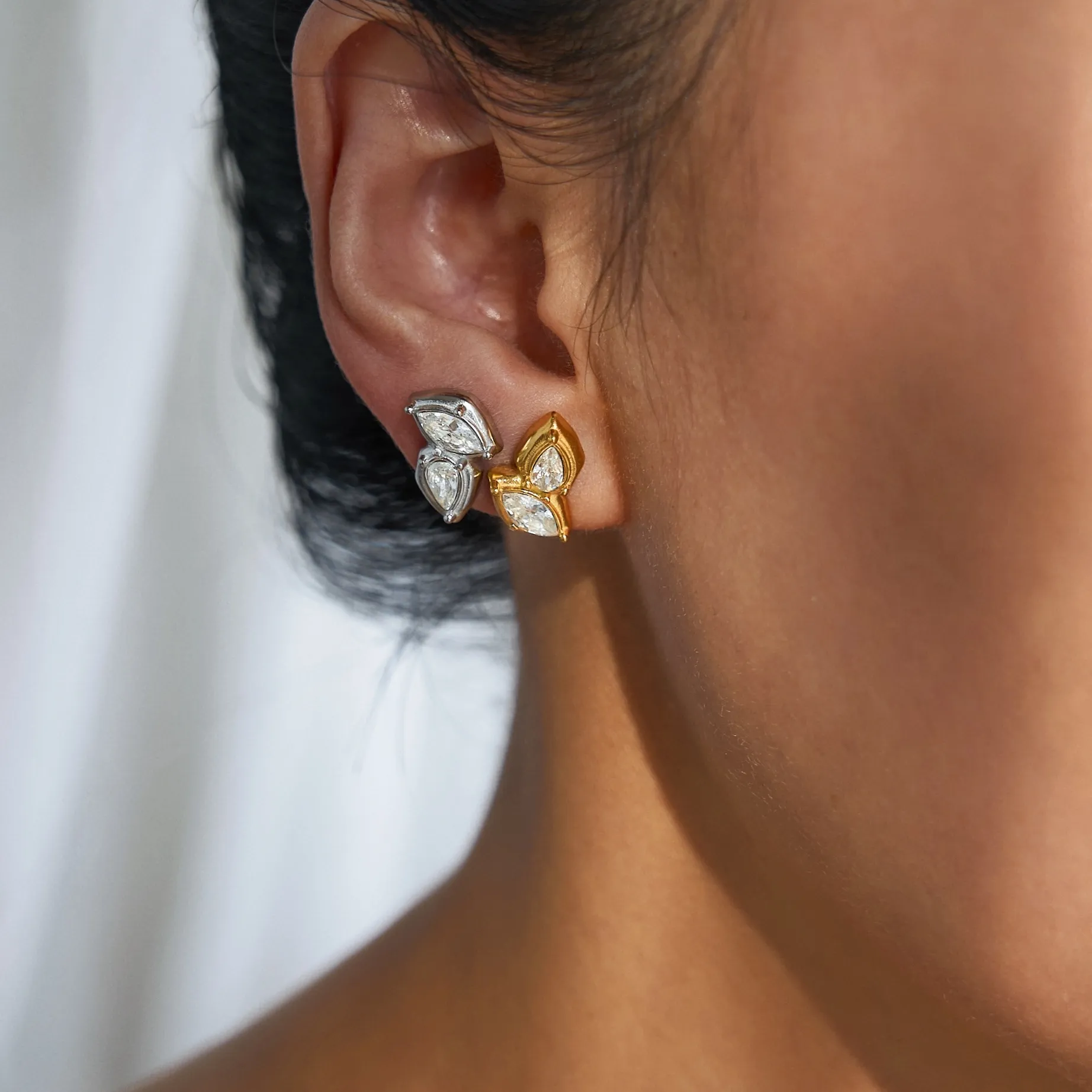 Authentic Ethereal Foliage & Dewdrop Zircon Radiance - Sacred Harmony Earrings