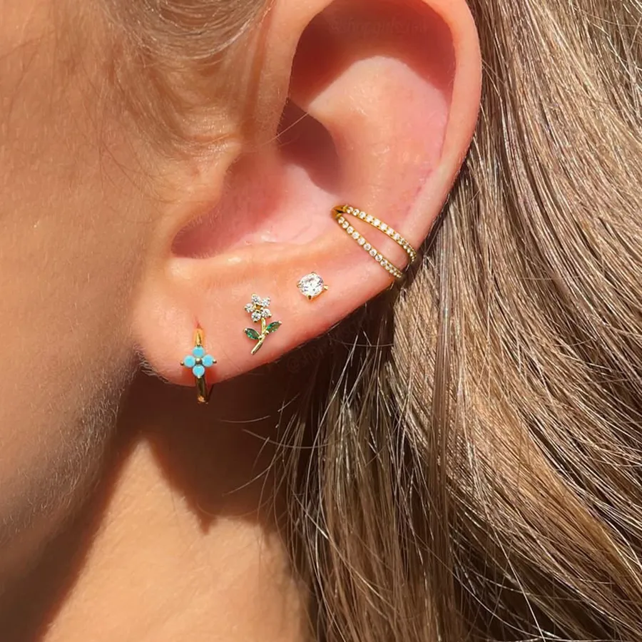 Authentic Botanical Harmony Blossom Studs - 14K Gold Plated Sacred Flora Talisman