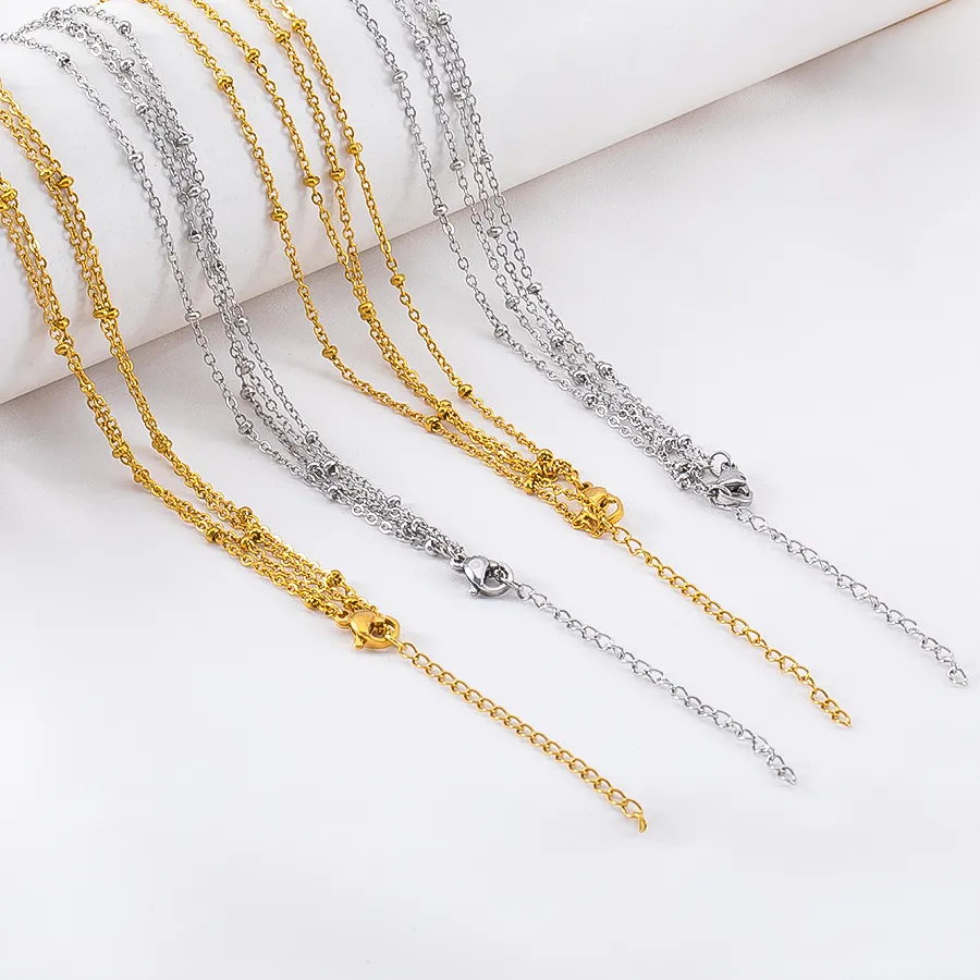 Authentic 1piece 70+5cm Length Dual-Layer Stacking Necklace Minimalist For DIY Finished Chain Layered Jewelry Accessories