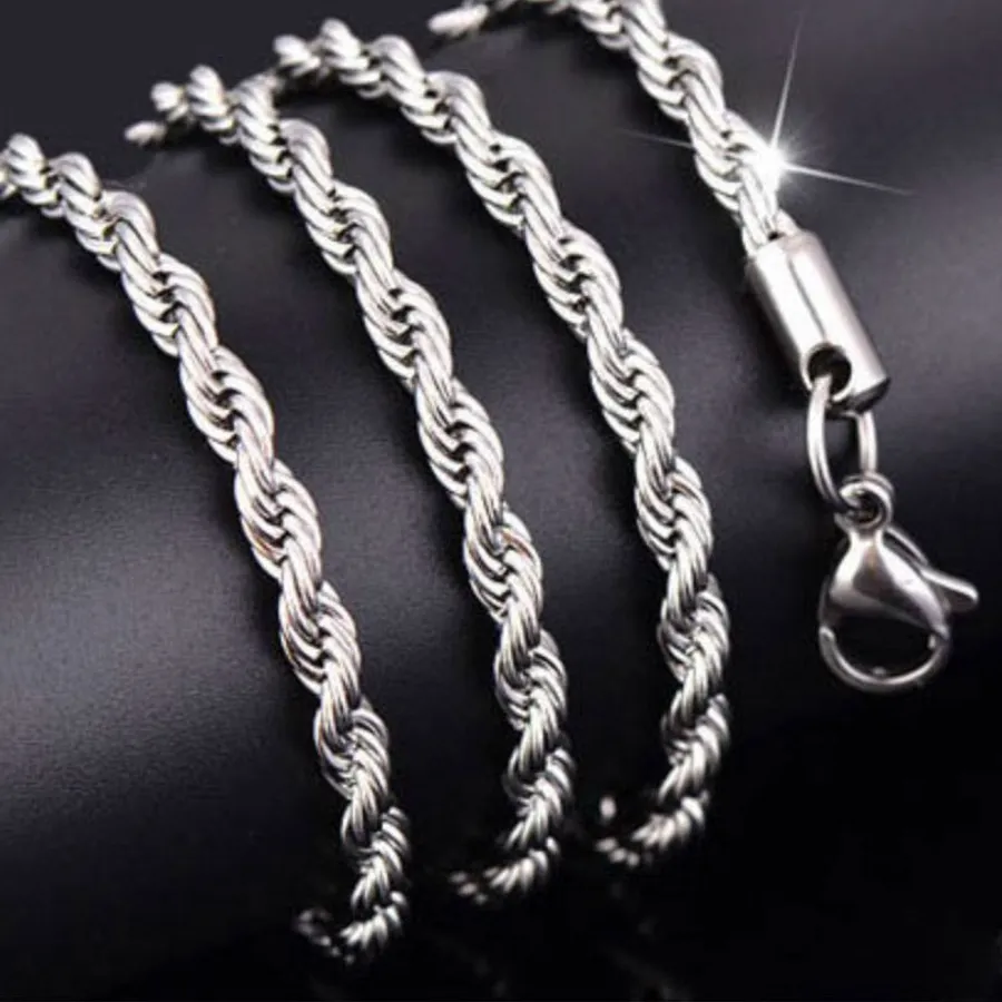 Authentic Titanium 50/60/70/cm Rope Chain Torque Necklace for Men Women Basic Necklace Punk Chokers
