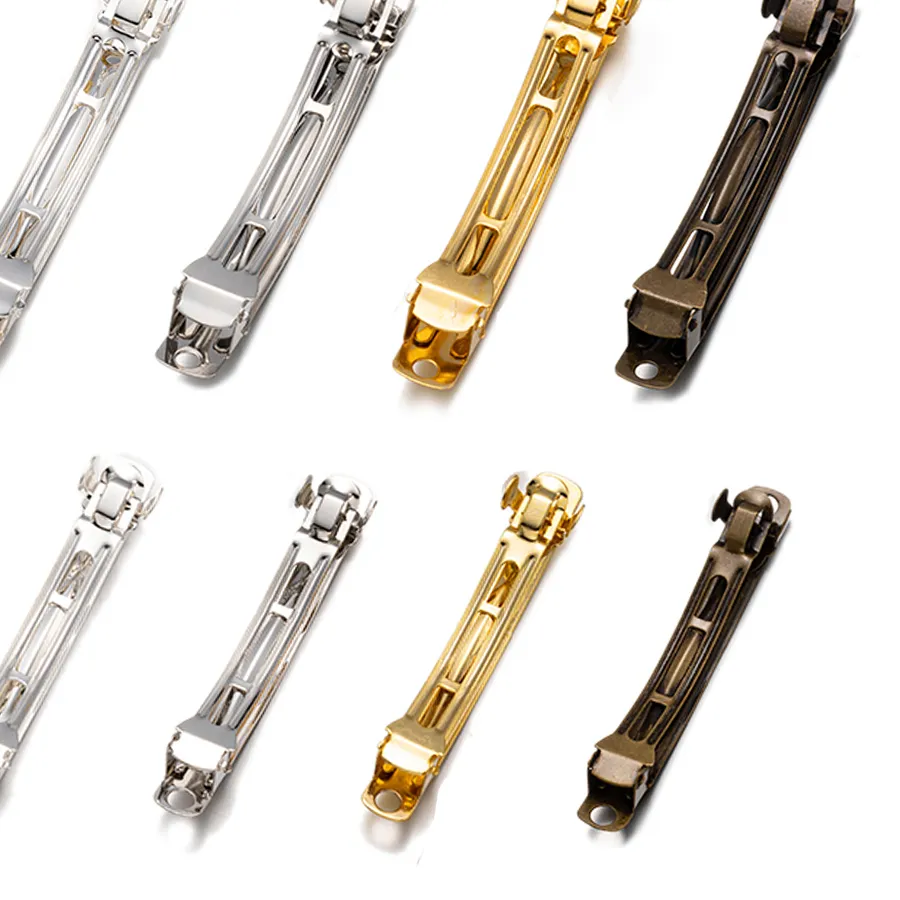 Authentic 10pcs Metal 50/60/70/80mm Barrette Style Spring Hair Clips Blank Base Hairpin Supplies For DIY Jewelry Making Accessories Crafts