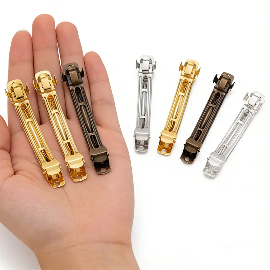Authentic 10pcs 50/60/70/80mm Metal Hair Clips French Barrette Spring Hairpin Base 4 Colors DIY Crafts Jewelry Making