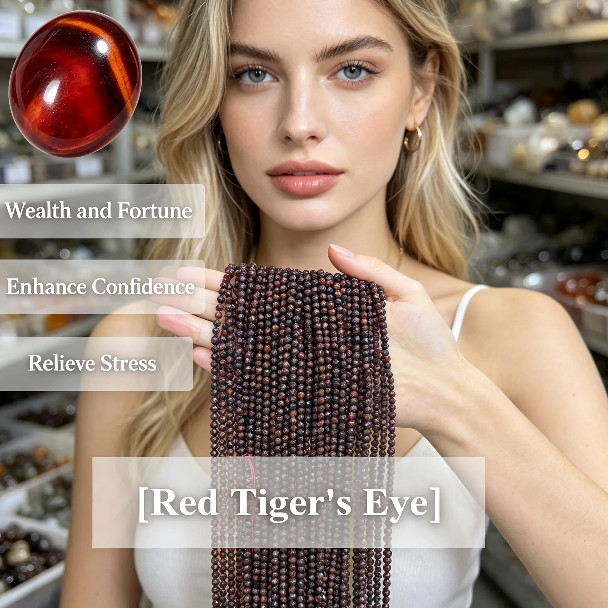 Authentic Prismatic Ember - Faceted Red Tiger Eye Sacred Geometry Spacer Beads