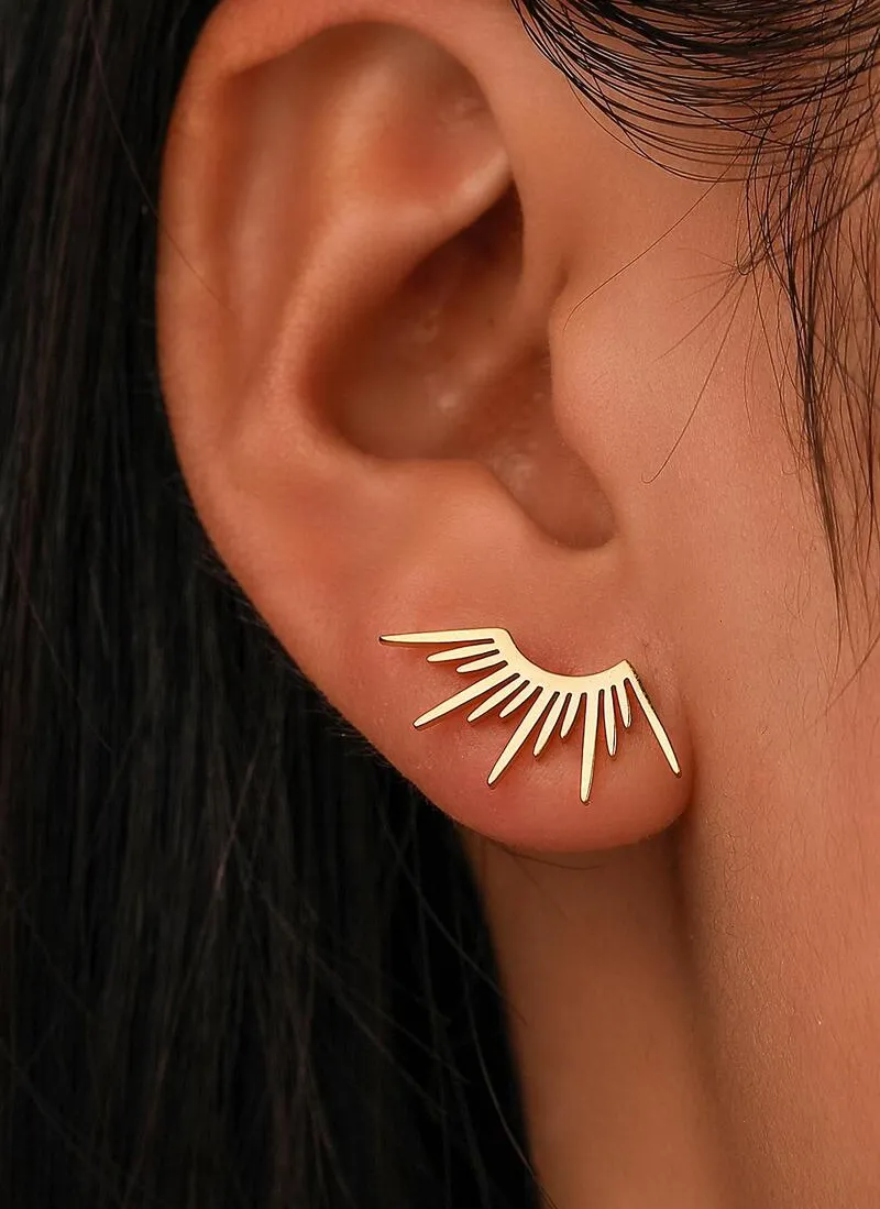 Authentic Aomogo Earrings 2023 Delicate Half Circle Sun Design Gothic Stud Earrings For Women Jewelry Party Gifts