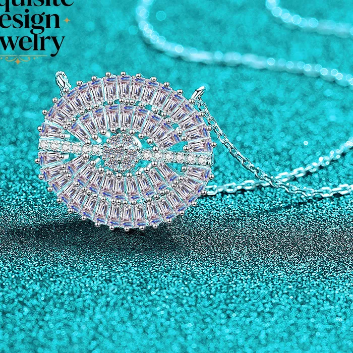 Authentic Celestial Radiance Platinum and Moissanite Rectangular Pendant