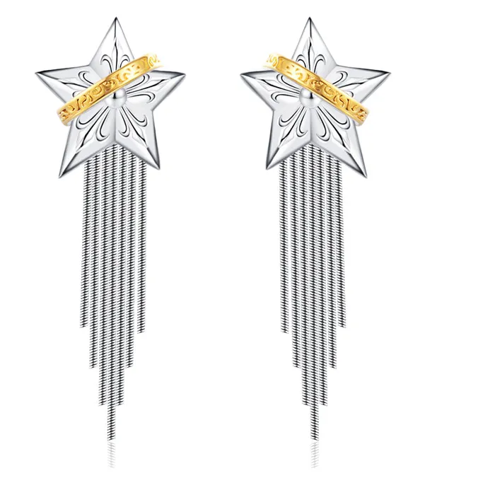 Authentic Celestial Pentagram Serpent Tassel Earrings - Sacred Geometry Protection Amulets