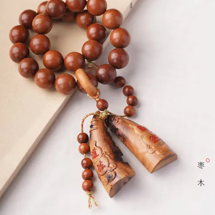 Authentic Jujube Wood DIY Chalice Bracelet, 15mm, Prayer Beads, Chinese Style Decorative Beaded Jewelry