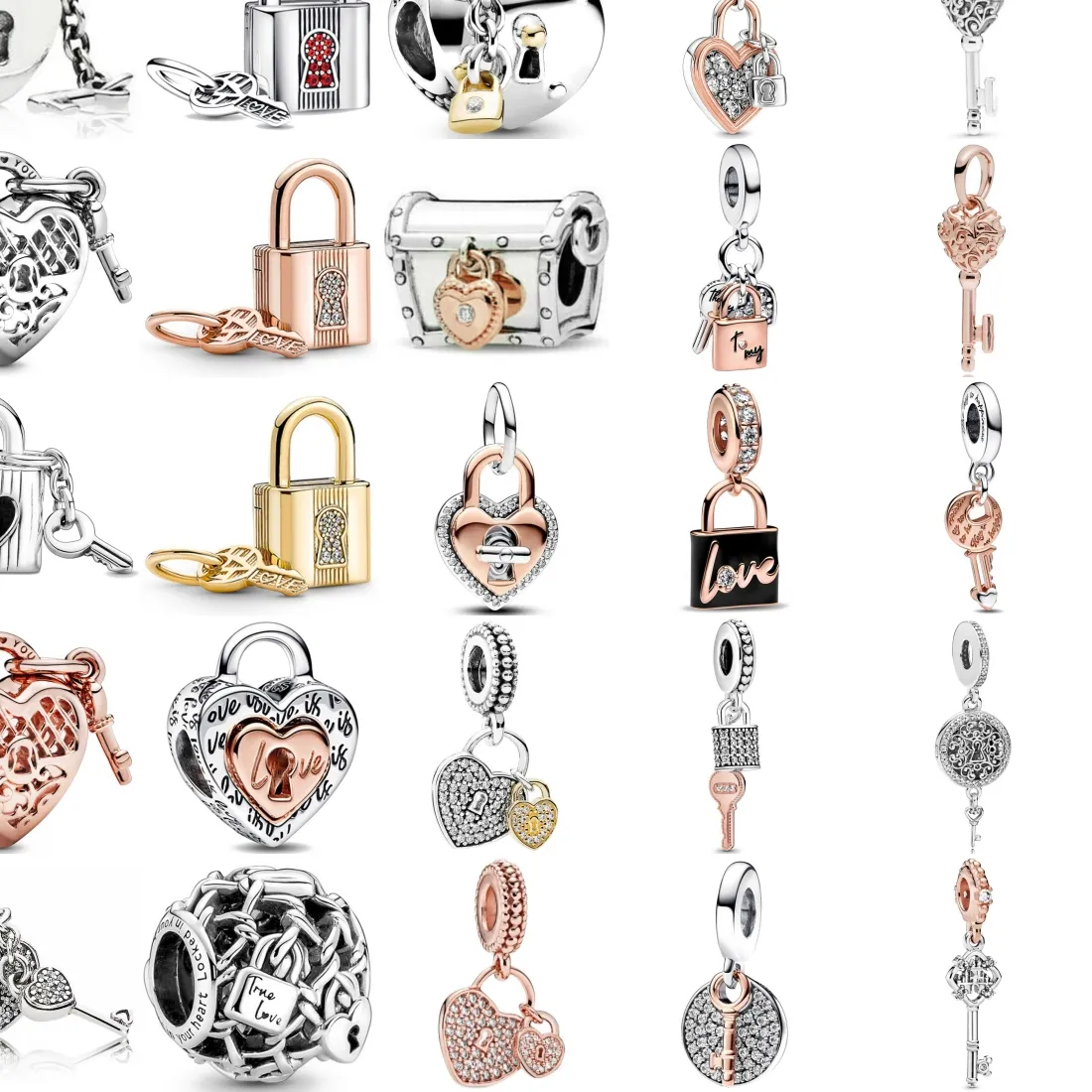Authentic 925 Sterling Silver Locks And Keys Treasure Box Pendant Fit Original Charms Bracelet Valentine's Day Jewelry