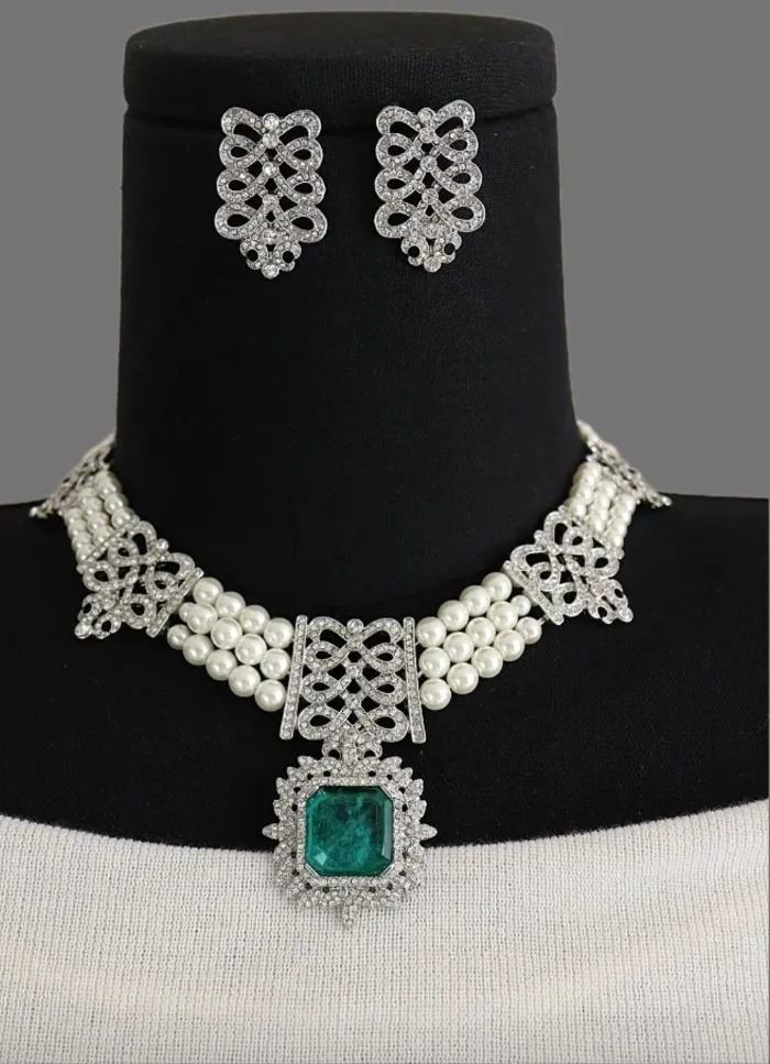 Authentic Timeless Wonder Fancy Crystal Zircon Geo Glass Pave Necklace Stud Earrings Designer Jewelry Sweet Top Rare Classy 4612