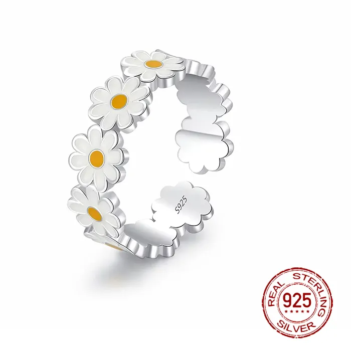 Authentic The Whispering Daisy Silver Ring of Pure Devotion