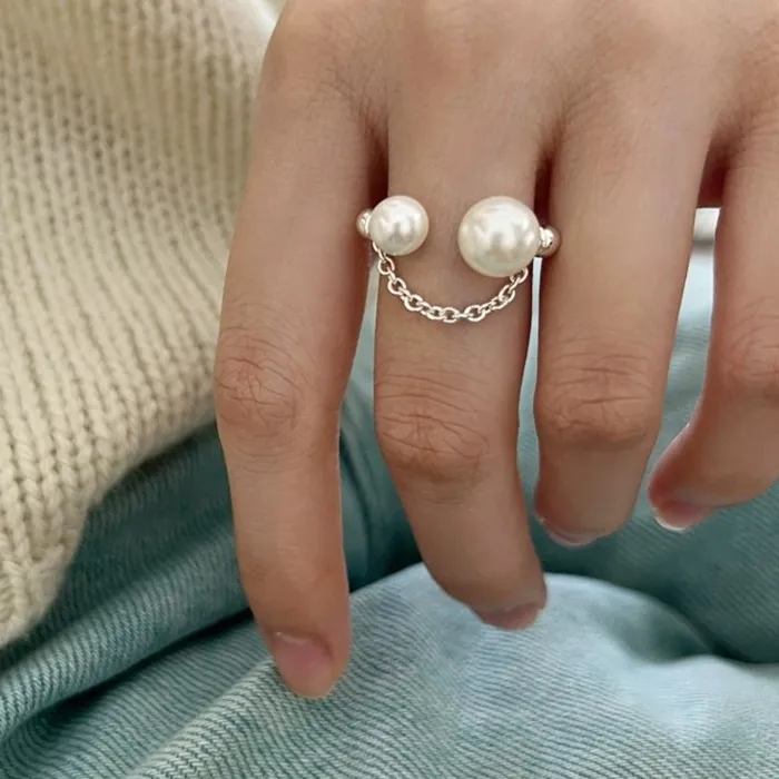 Authentic Celestial Pearl Geometric Tassel Ring: A Talisman of Flow and Alignment