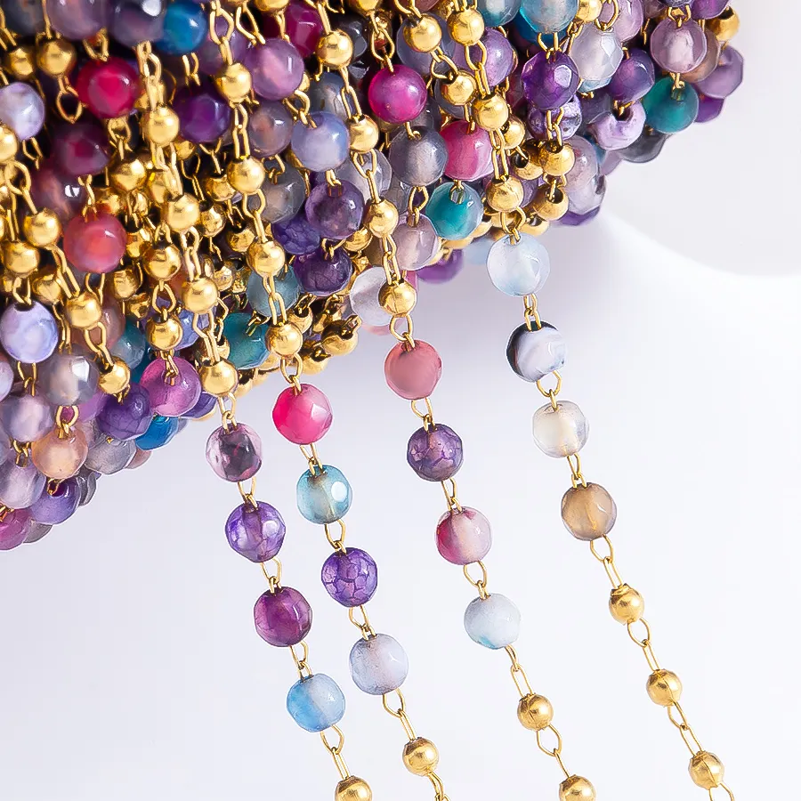 Authentic 0.5M 1M Colored Transparent Crystal Beaded Chain for DIY Necklace Bracelet Body Chain Colthing Jewelry Making