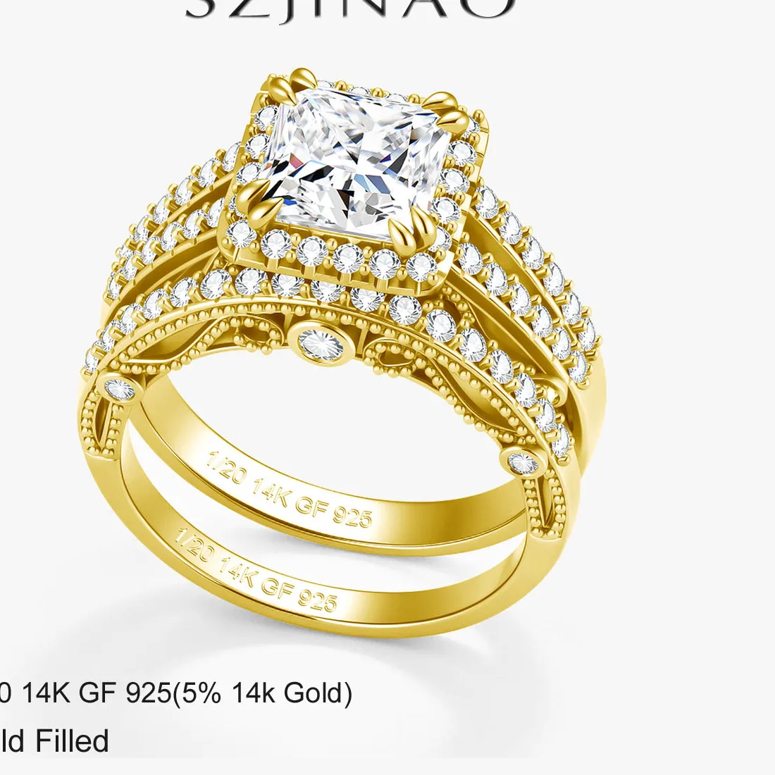 Authentic Radiant Vows Moissanite Soul-Union Ring Set - 14K Gold Plated Sacred Commitment Talisman