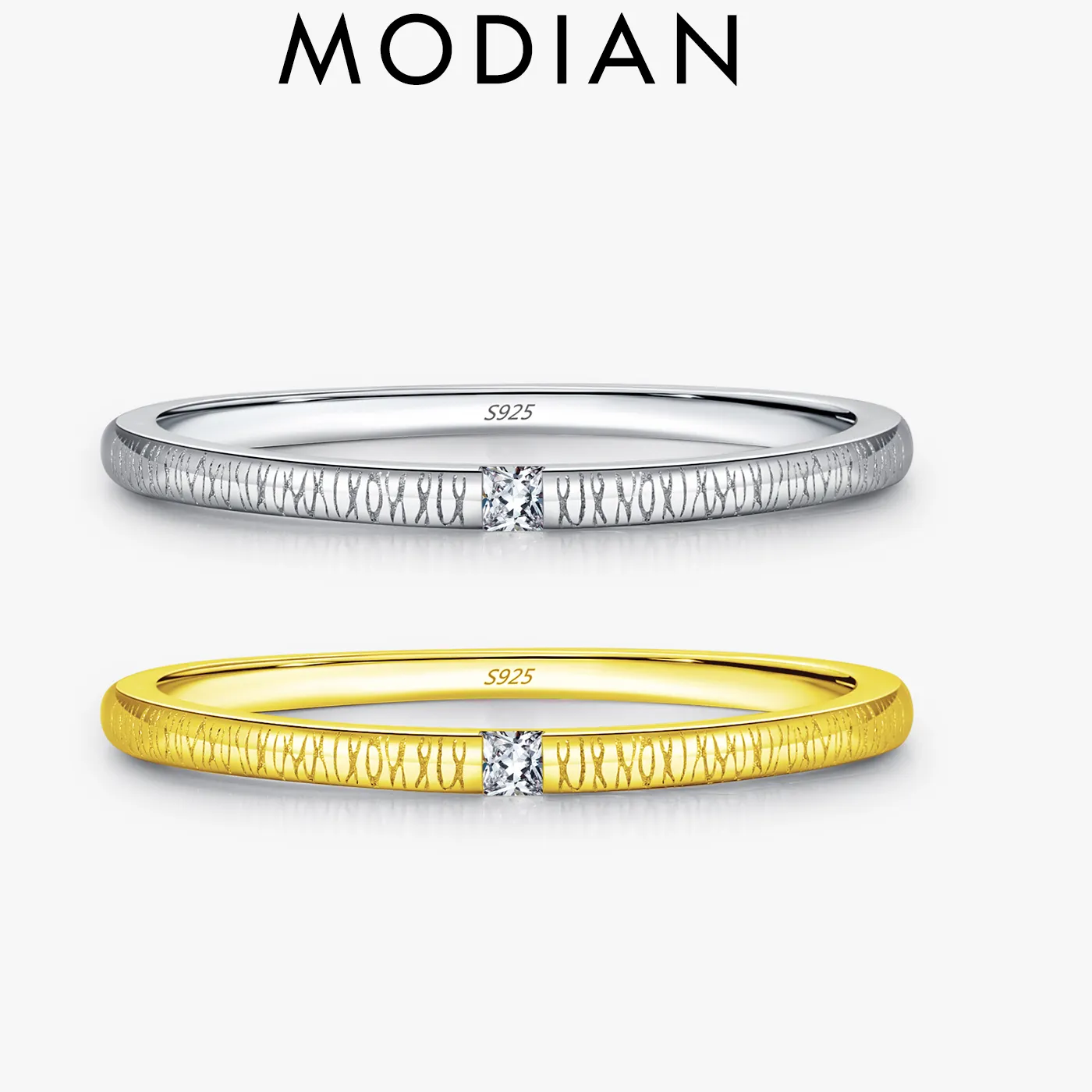 Authentic MODIAN Dainty Irregular Cross Line Texture Finger Ring 925 Sterling Silver Thin Stackable Gold Color Ring For Women Fine Jewelry