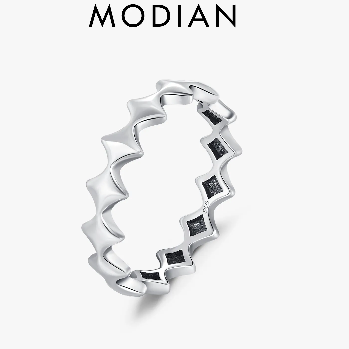 Authentic MODIAN 925 Sterling Silver Vintage Stars Eternity Stackable Finger Ring Retro Exquisite Bands Rings For Women Fine Jewelry