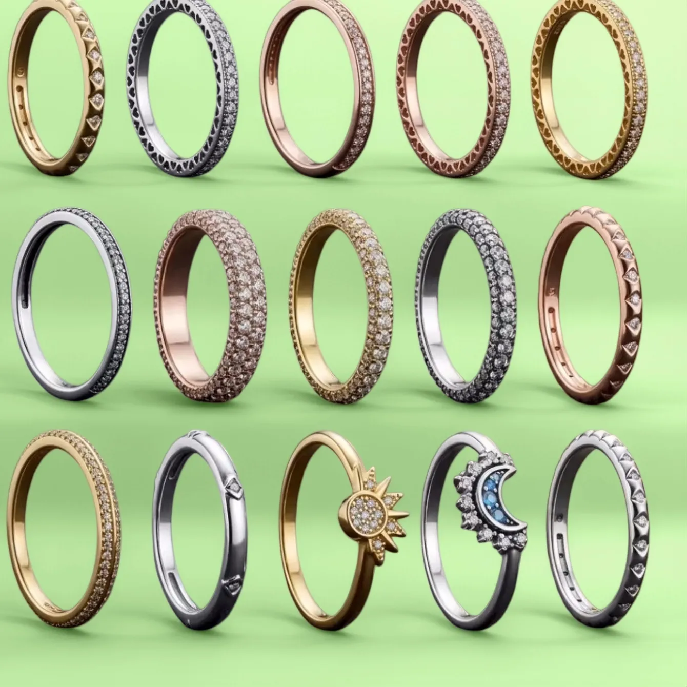Authentic Mystical Harmony: Stackable Rings of Celestial Balance