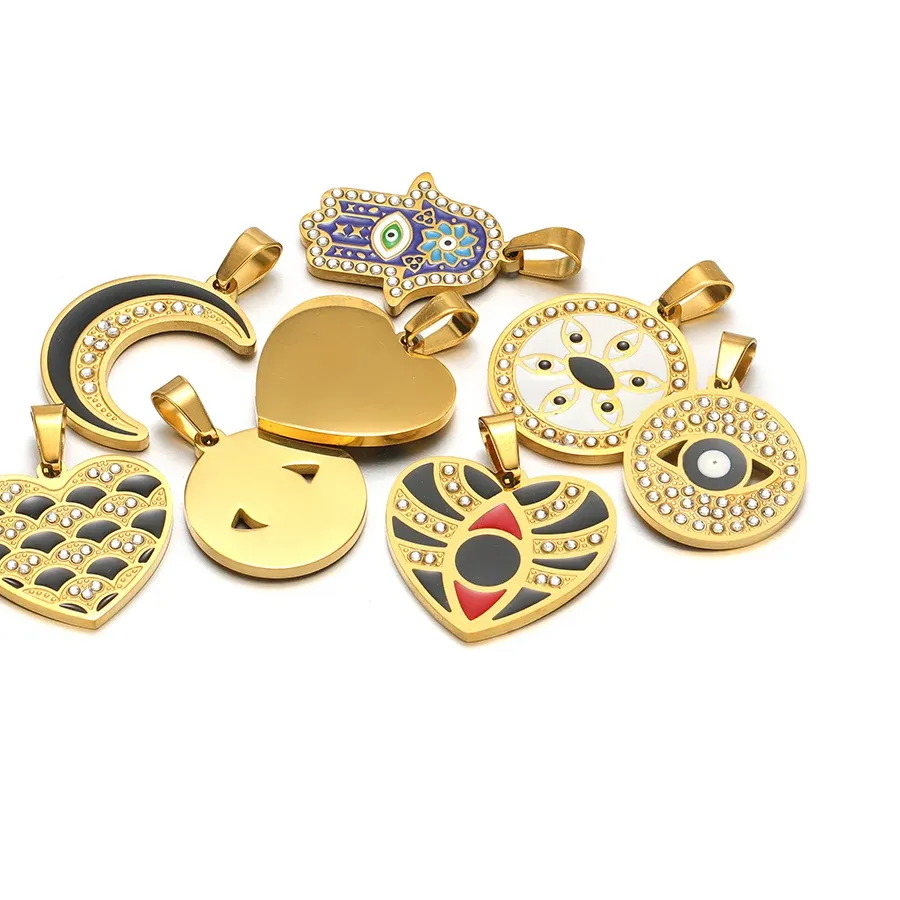 Authentic Protective Harmony: Four Hamsa Hand Charms of Golden Light