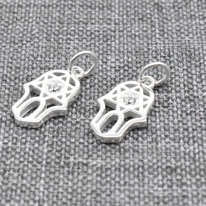 Authentic Twin Guardians Of Light Gold- Plated Hamsa Hand Charms With Radiant Cz Accents