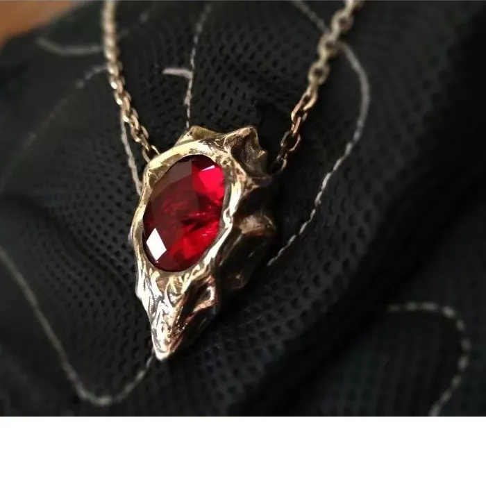 Authentic Vergil Dante Devil May Cry Ruby Pendant Necklace Roleplay Prop Personality Hip Hop Jewelry Accessories For Halloween Party
