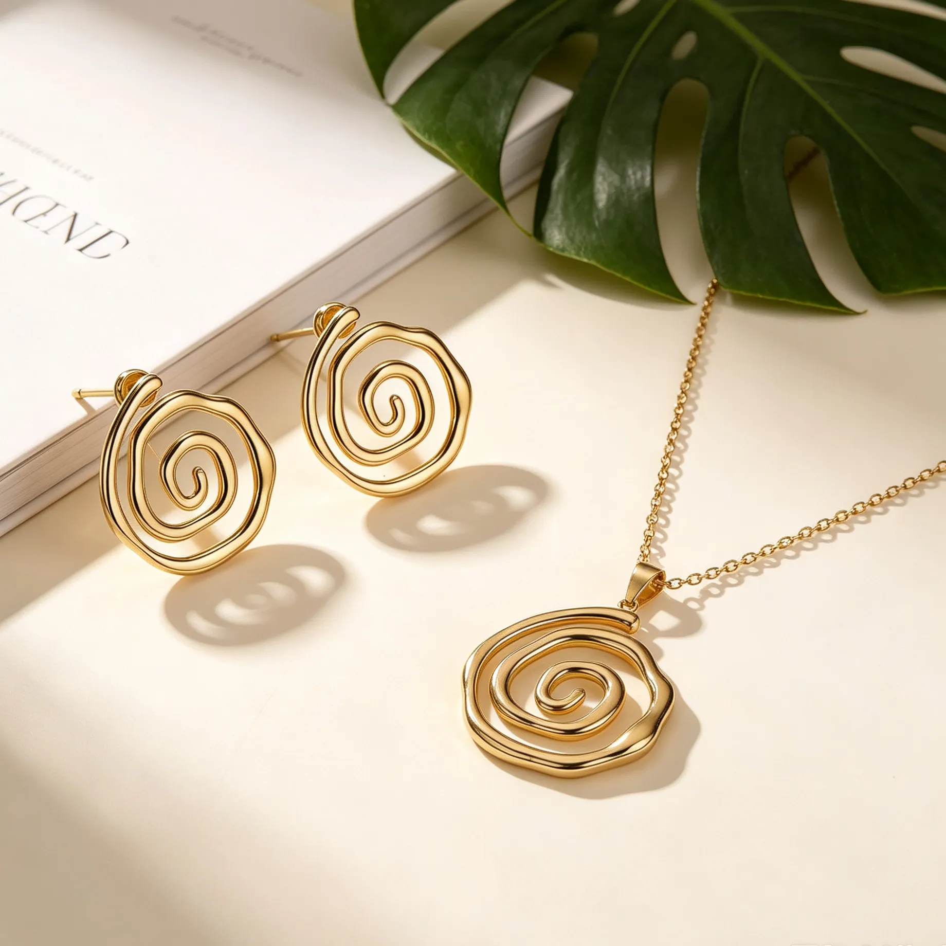 Authentic Verdant Canopy Monstera Leaf Talisman - Sacred Growth and Vitality Gold Plated Sacred Geometry Set