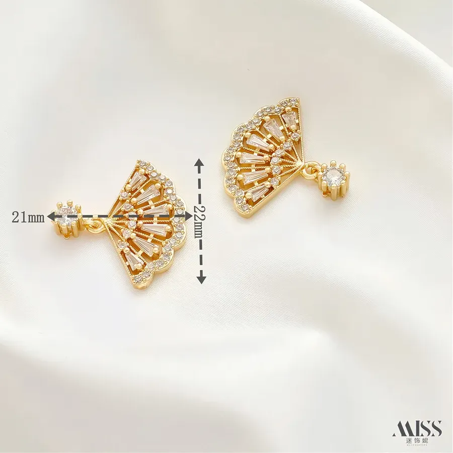Authentic 14K Gold Color Preservation 18K Genuine Gold Fan-shaped Princess Dress Pendant DIY Handmade Bead Necklace Accessories