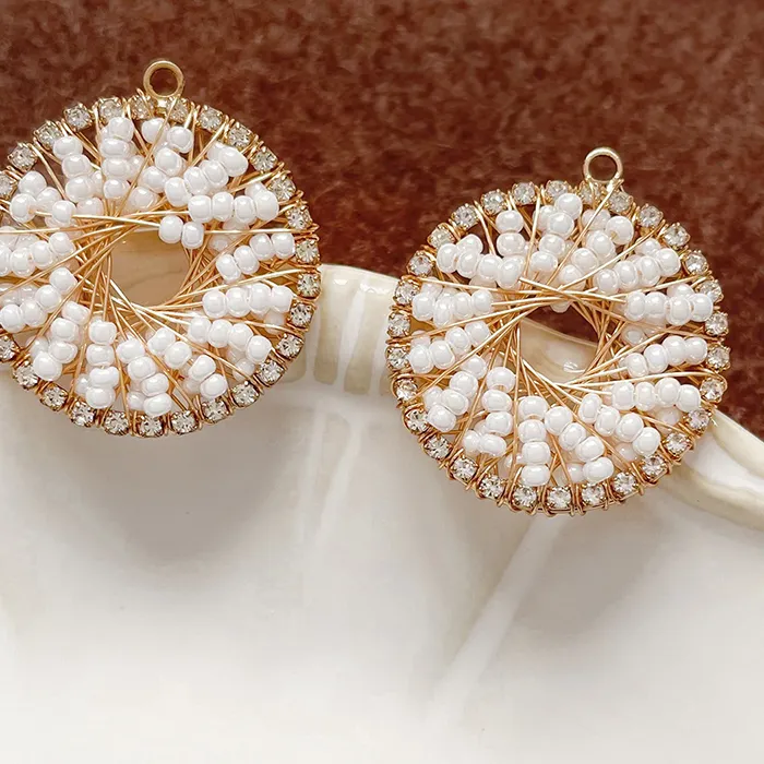 Authentic Radiant Luminary Pearl Weave Charms - Set of Four Alchemical Gold-Plated Pendants