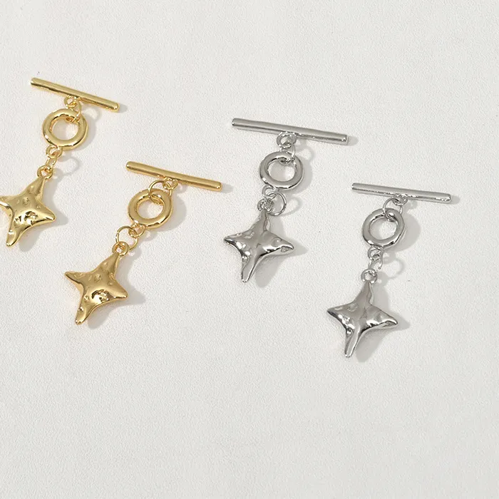 Authentic -plated 18k Gold Color-preserving Baroque Cross Star OT Buckle DIY Beaded Bracelet Necklace Closing Buckle Accessories