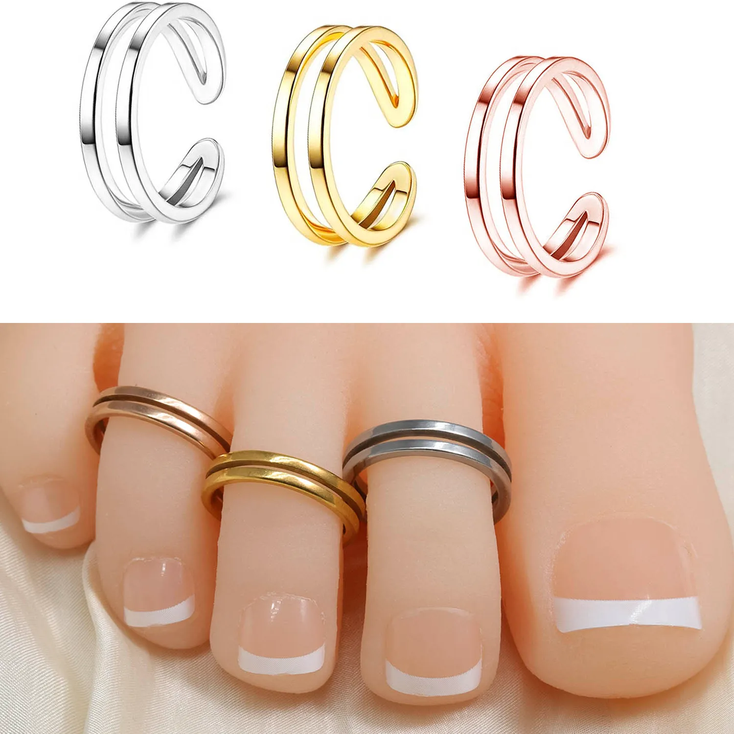 Authentic Radiant Horizon Double Layer Open Toe Ring