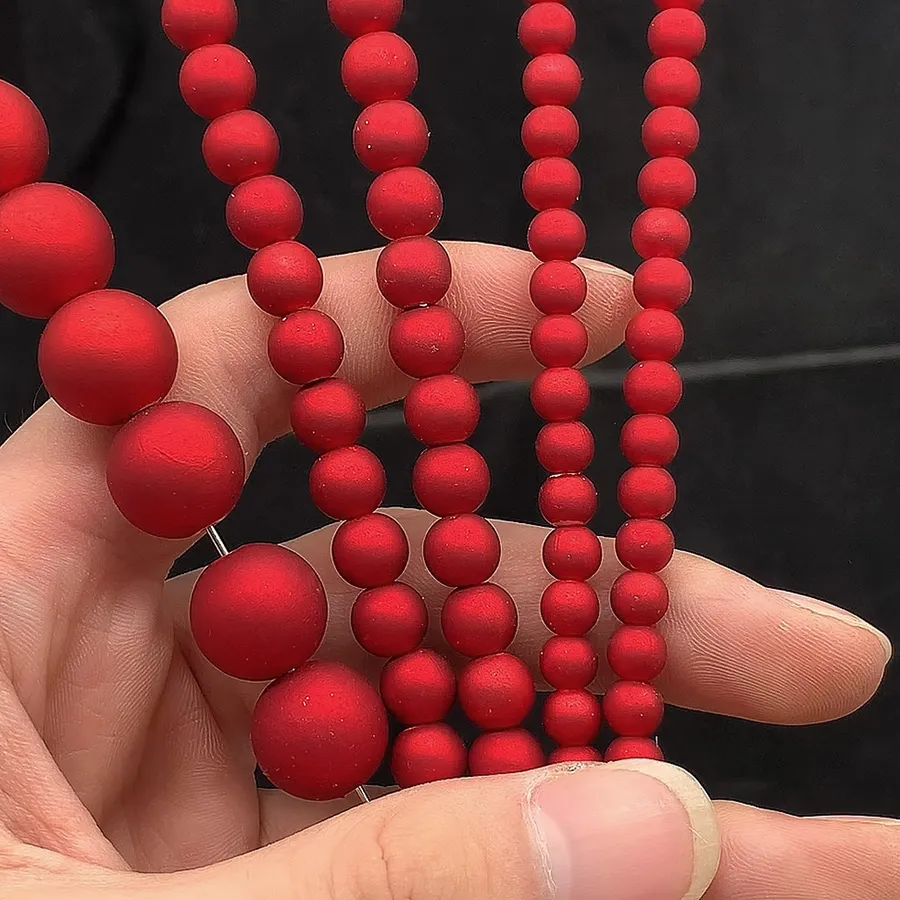 Authentic Vessels of Passion: Crimson Matte Acrylic Talisman Beads