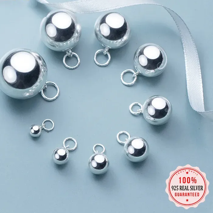 Authentic TrustDavis Real 925 Sterling Silver 5 6 7 8 10 12 16 18 20 22 24mm Ball Beads Pendant Handmade DIY Accessories Jewelry HY952