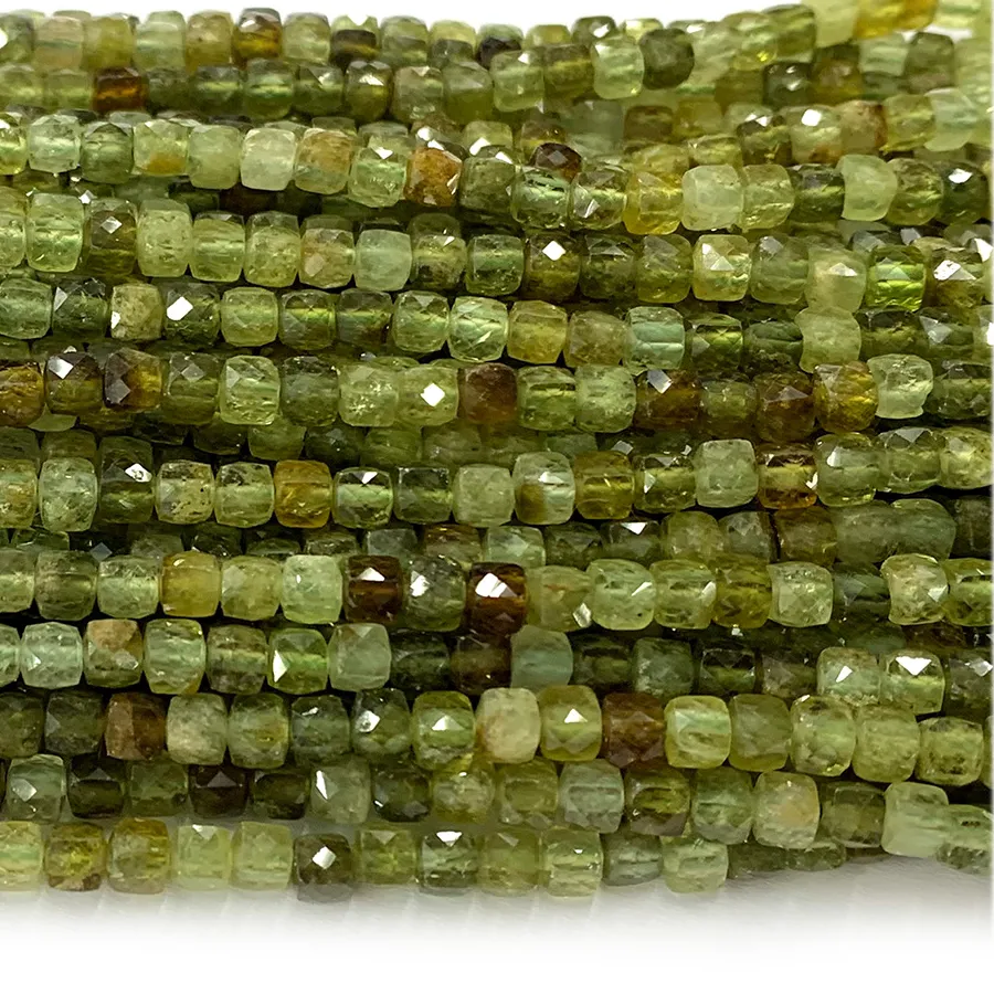 Authentic Veemake Tsavorite Green Garnet Faceted Irregular Cube Small Beads For Jewelry Making Natural Gemstones Crystal Diy Necklace