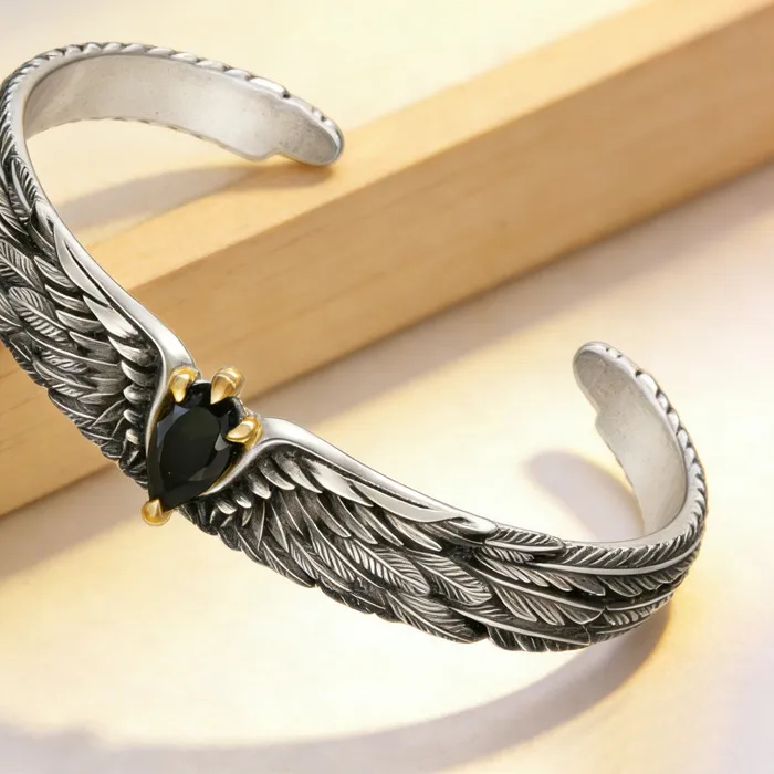 Authentic Empowered by the Eagle's Claw: Sterling Silver Bangle for Protection and Courage