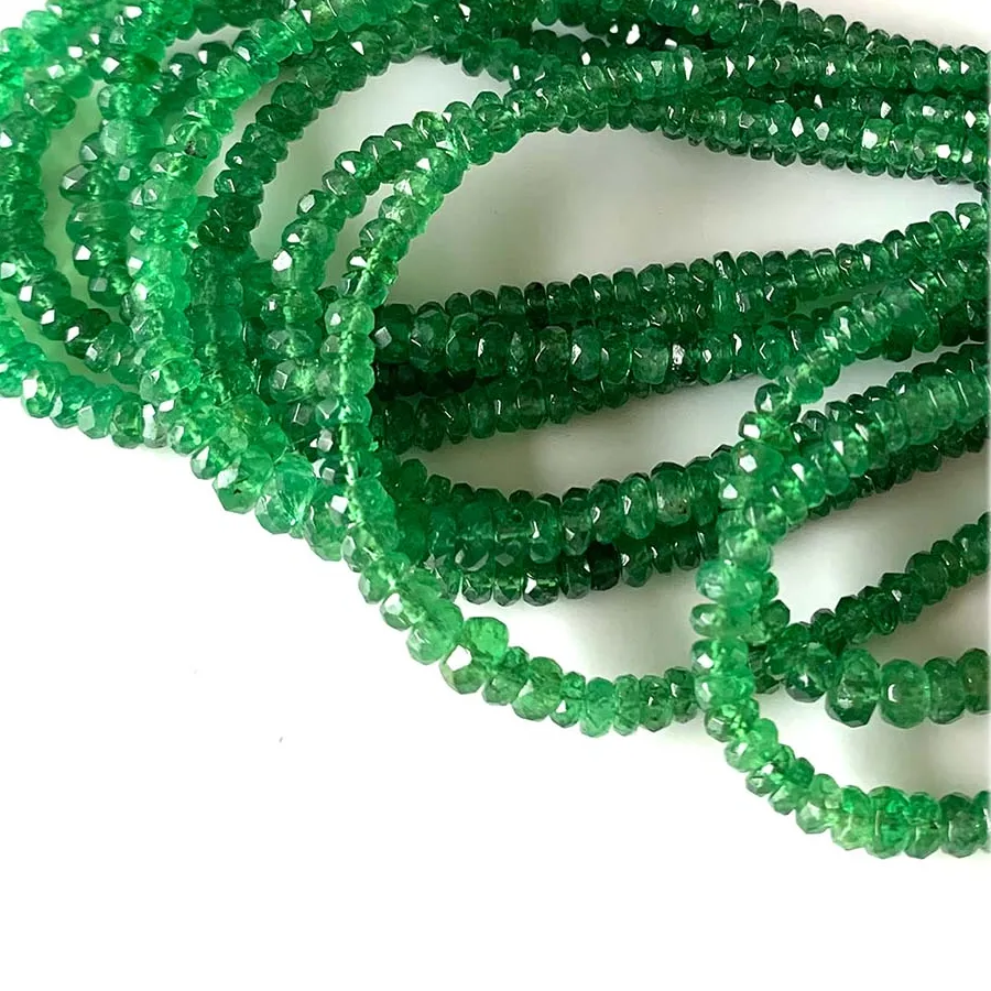 Authentic Veemake Green Tsavorite Faceted Rondelle Beads Jewelry Design Making Natural Gemstones Crystal 07934