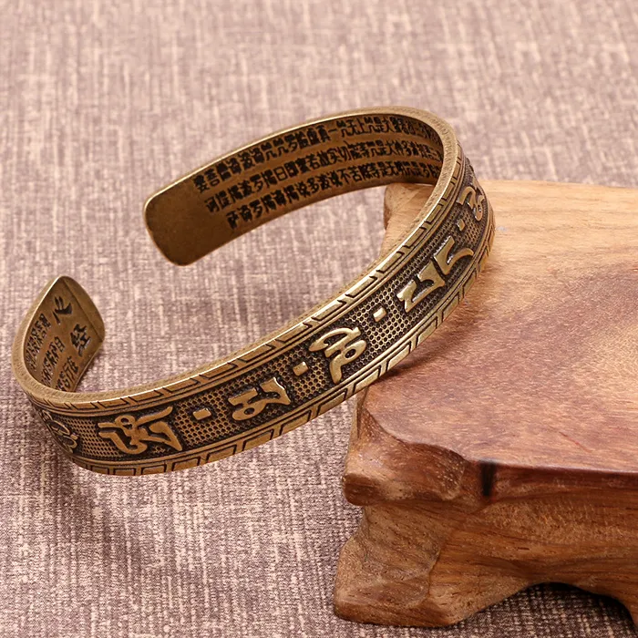 Authentic The Eternal Echo: Sacred Om Mani Padme Hum Copper Cuff