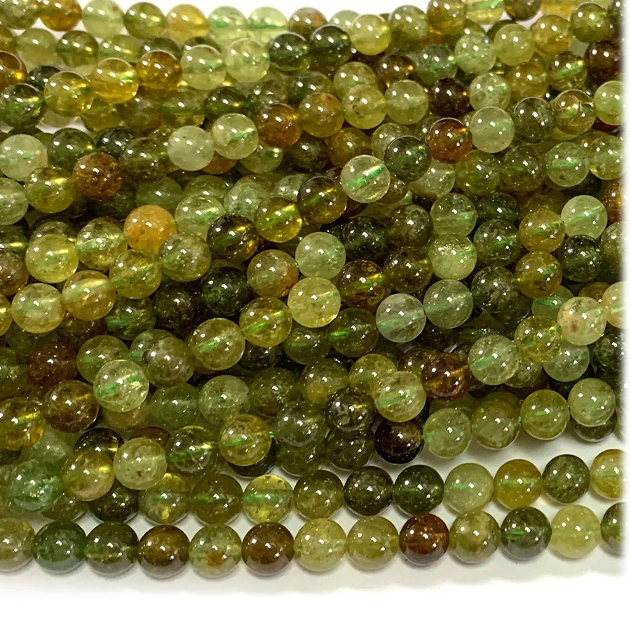 Authentic Veemake Natural Tsavorite Green Garnet Round Loose Stone Beads For Jewelry Making 08290