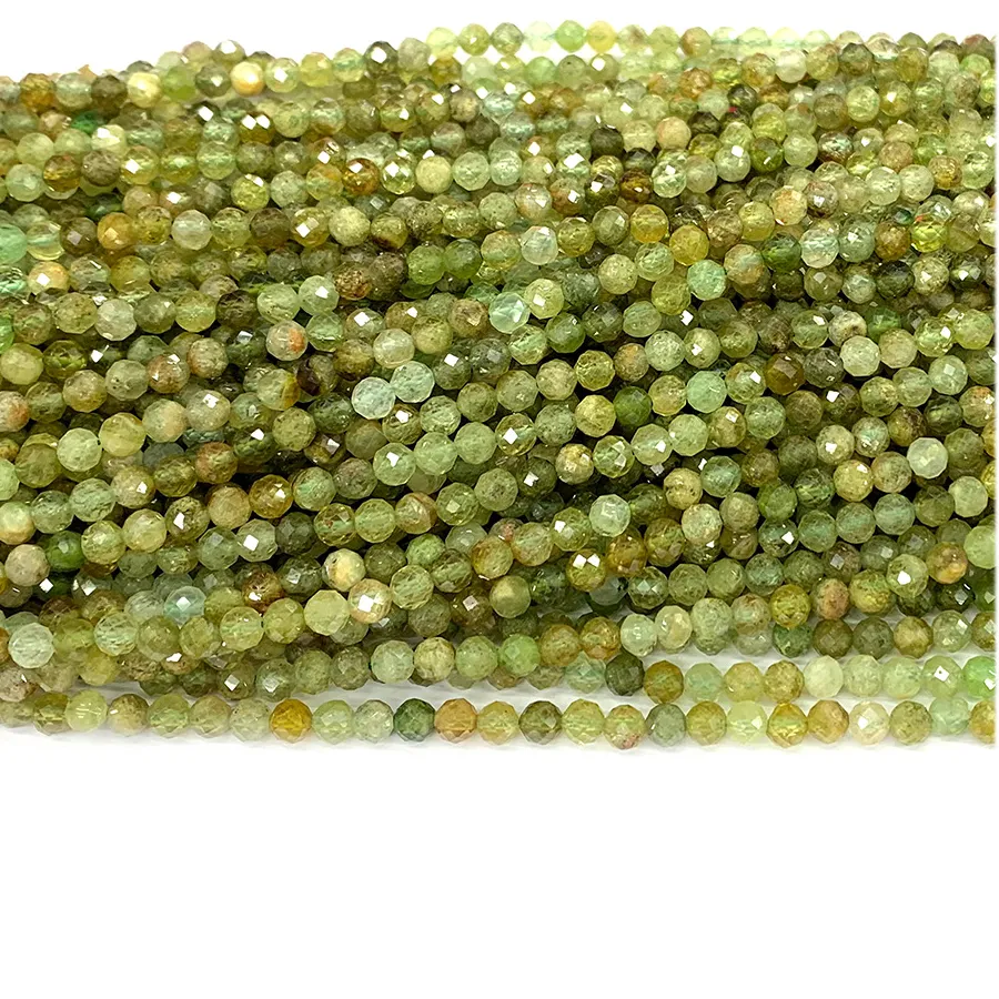 Authentic Radiant Verdant Essence: Faceted Tsavorite Garnet Beads