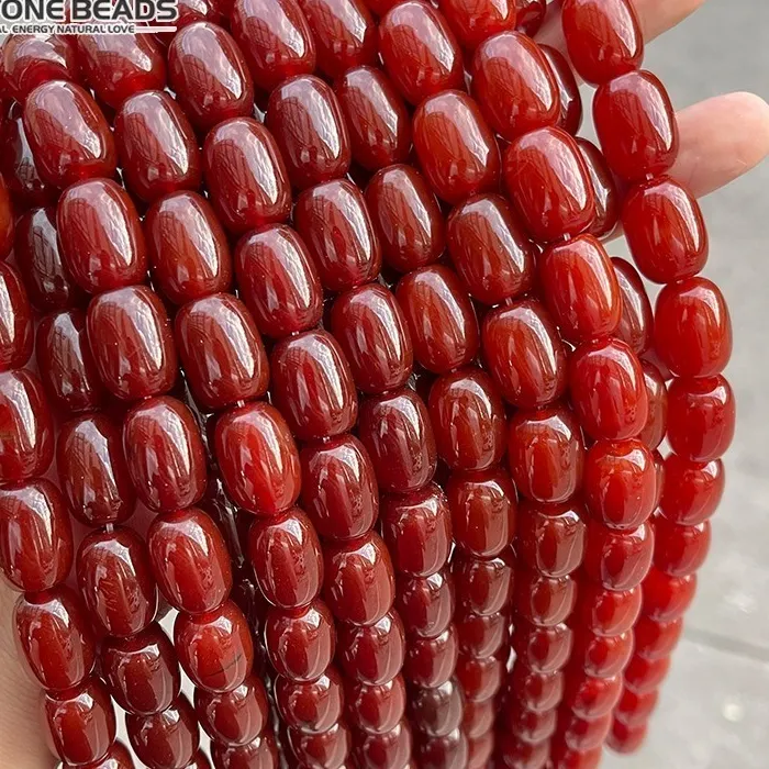 Authentic Natural Stone Dark Red Agate Barrel Shape Beads 10*14mm Loose Smooth Bead For DIY Jewelry Making Components Bracelet Accessories