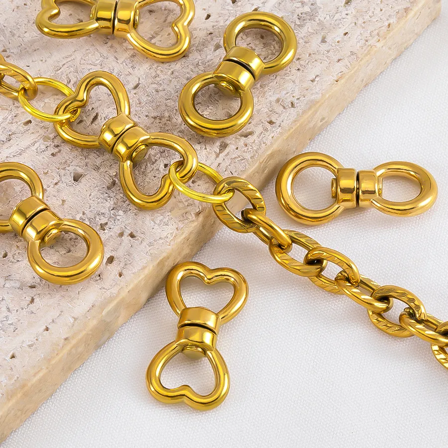 Authentic 1/2/5Pcs Heart Rotating Buckle Keychain Chain Connectors For DIY Jewelry Making Necklace Accessories Findings