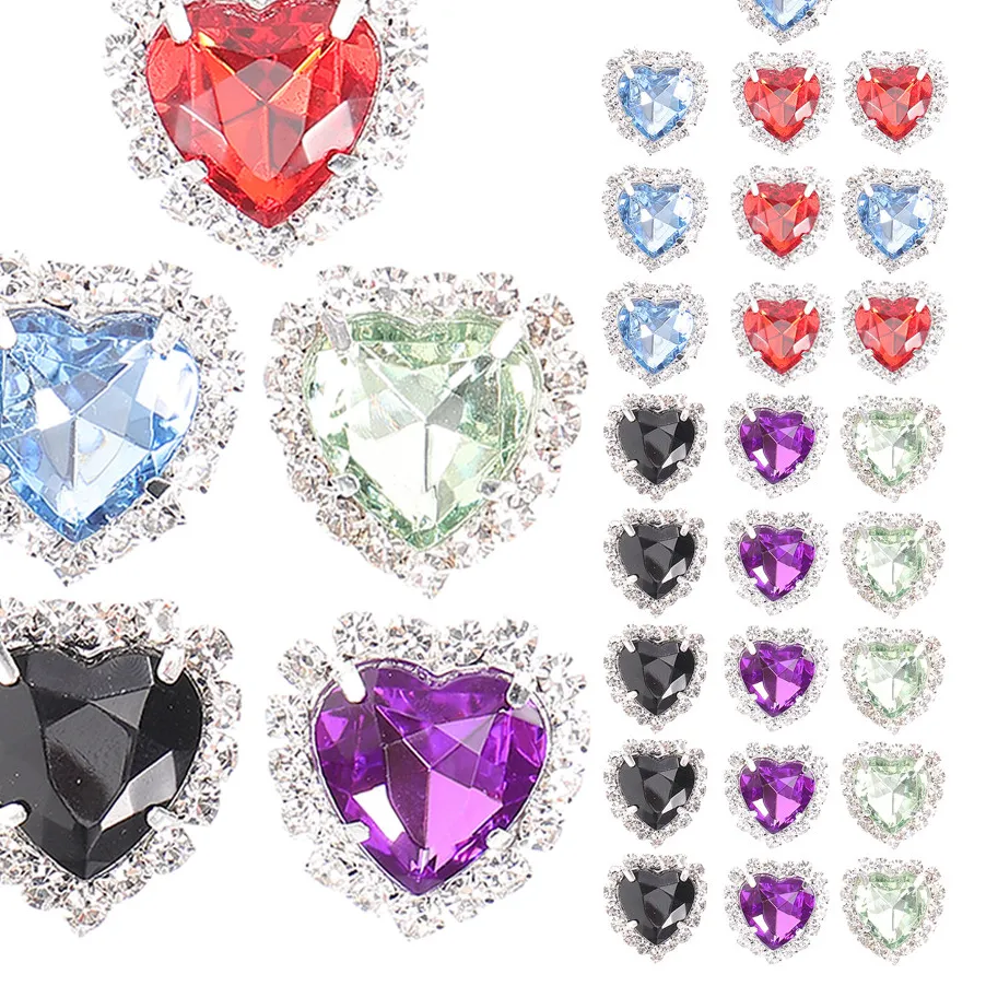Authentic Enchanted Heart Crystal Embellishments – 30 Magical Flat‑Back Rhinestones