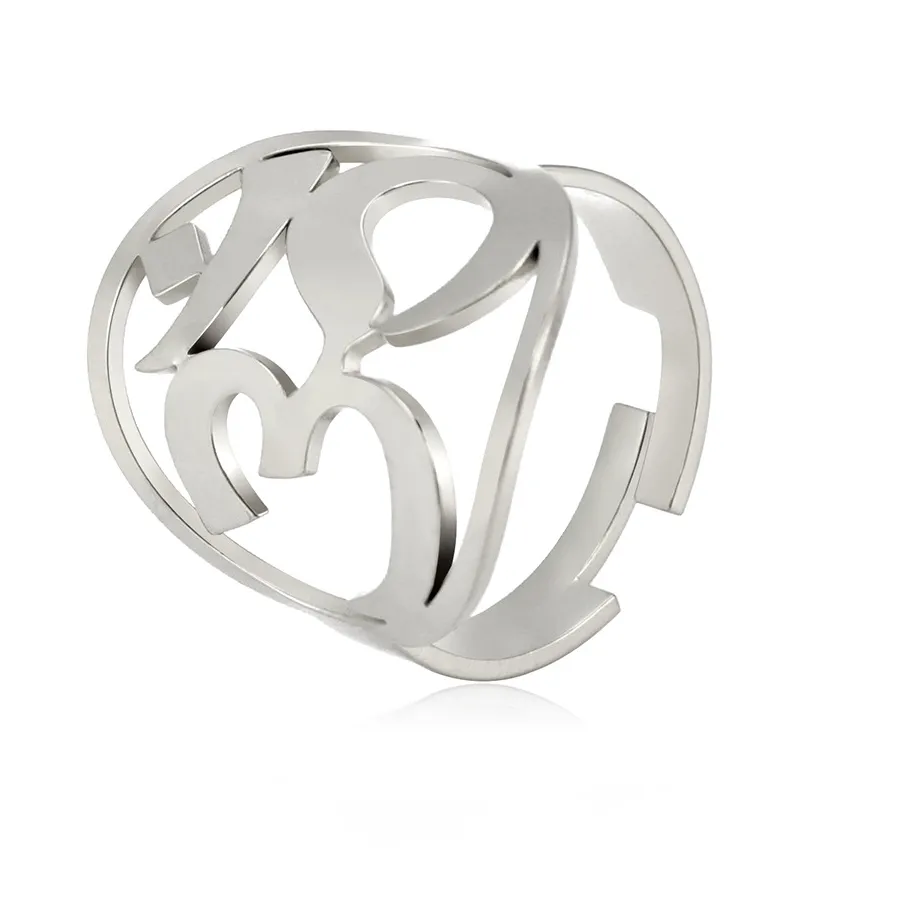 Authentic Hip Hop Aum Cut Metal Opening Adjustable Finger Rings Men Women Banquet Hindu Amulet Jewelry Accessories Gifts