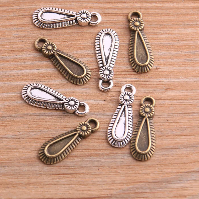 Authentic 20PCS 8*21mm Product Two Color Water Drops Charms Flower Pendant Jewelry Metal Jewelry Marking