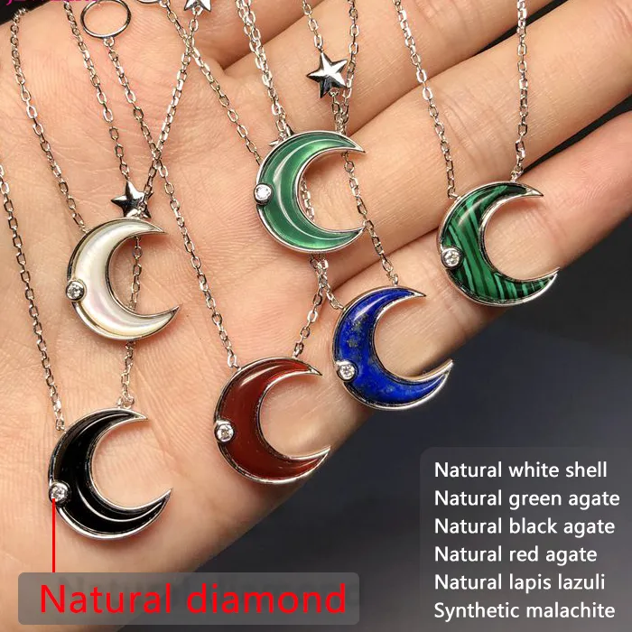 Authentic Moonlit Harmony: Agate & Malachite Pendant of Celestial Protection