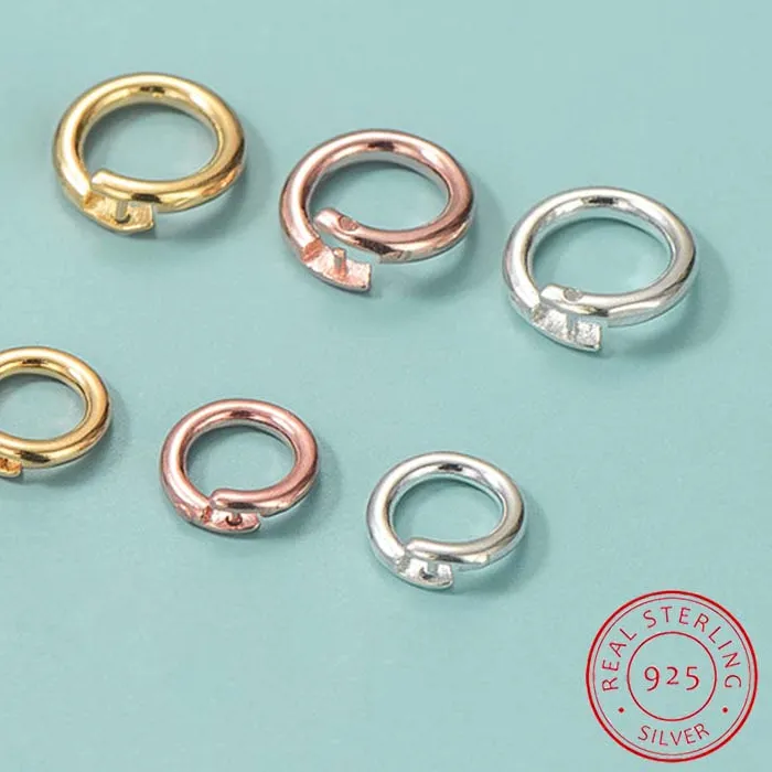 Authentic 2pcs Genuine Real Pure Solid 925 Sterling Silver Open Jump Rings Split Ring Locked Key Chains Connector Jewelry Making Findings